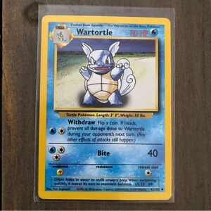 1990’s rare vintage Wartortle Pokémon card 42/102